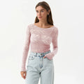 Lace Women’S Tops Hollow Out Basic Casual Elegant Long Sleeve - Other