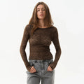 Lace Women’S Tops Hollow Out Basic Casual Elegant Long Sleeve - Other