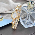 Ladies' Oval Sun Print Rhinestone Dial Elegant Lady Quartz Watch