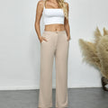 Ladies’ Solid Color Elegant Fashion With Pockets Slimming Pants - Other