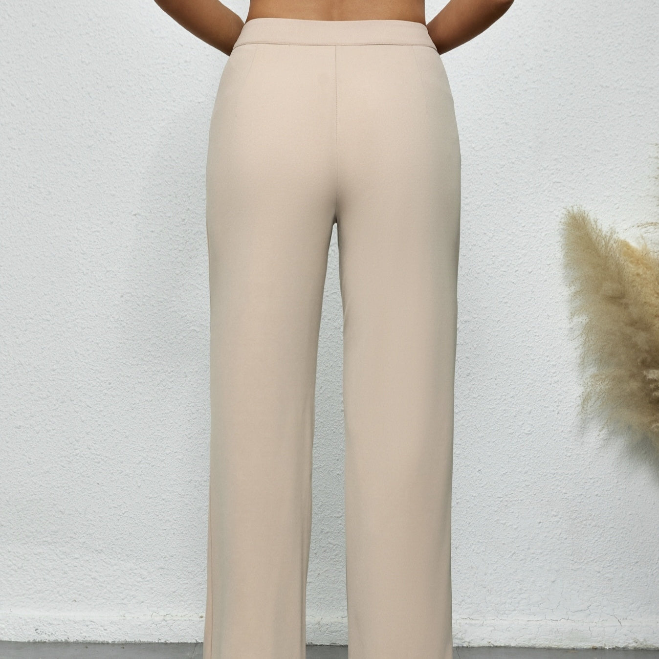 Ladies’ Solid Color Elegant Fashion With Pockets Slimming Pants - Other