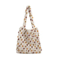Ladies Summer Beaded Woven Bag Bucket - Beige