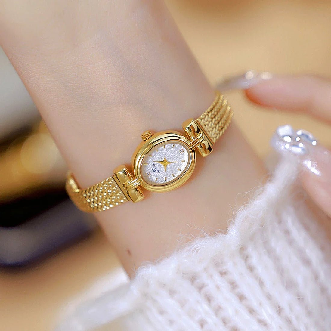 Ladies Watch Vintage Luxury High Quality Gold Oval Small Wrist