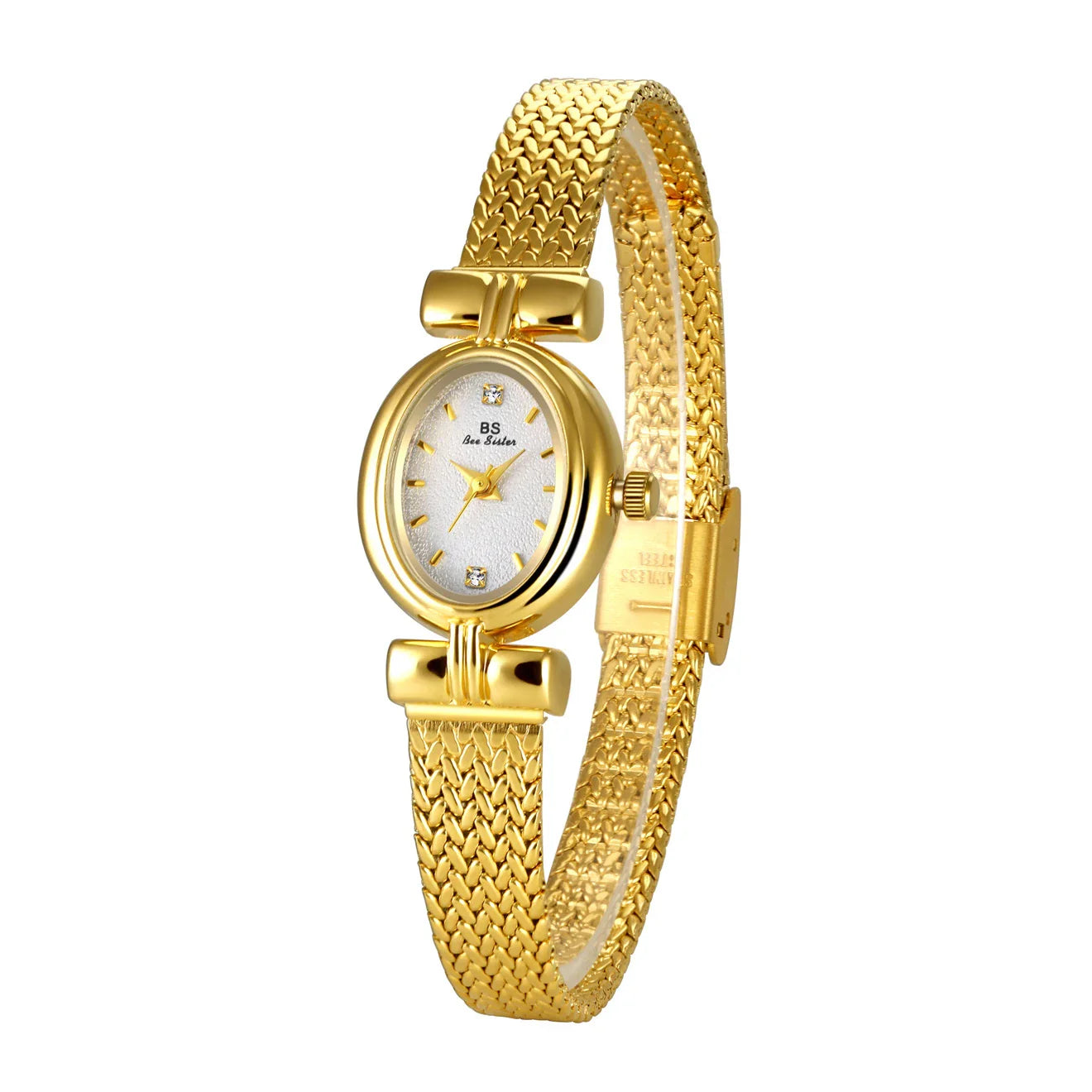 Ladies Watch Vintage Luxury High Quality Gold Oval Small Wrist - gold white / CHINA
