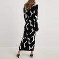 Lady Black White Contrast Color Slim Dress