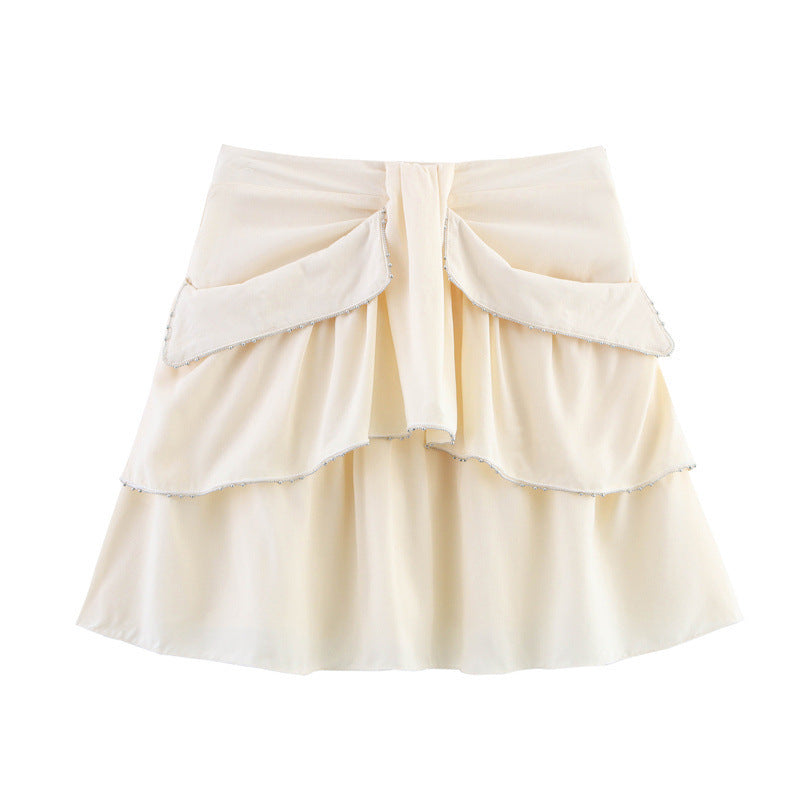Laminated Decoration Short Skirt - Other