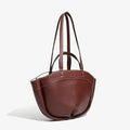 Large Capacity Brown Tote Bag Soft Super Fiber Synthetic Leather