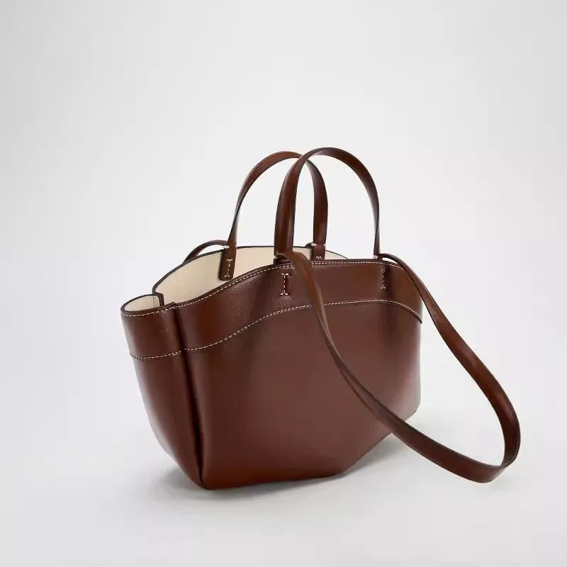 Large Capacity Tote Bag Underarm Pouch Pu Leather Shoulder