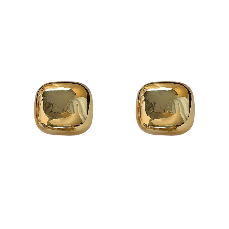 Large Glossy Square Stud Earrings Niche High Sense - Gold / 24K - electronic accessories