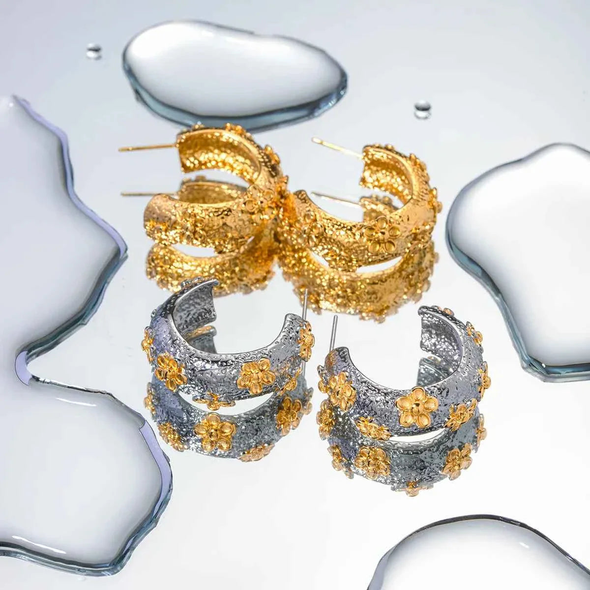 Lava Flower Earrings Stainless Steel