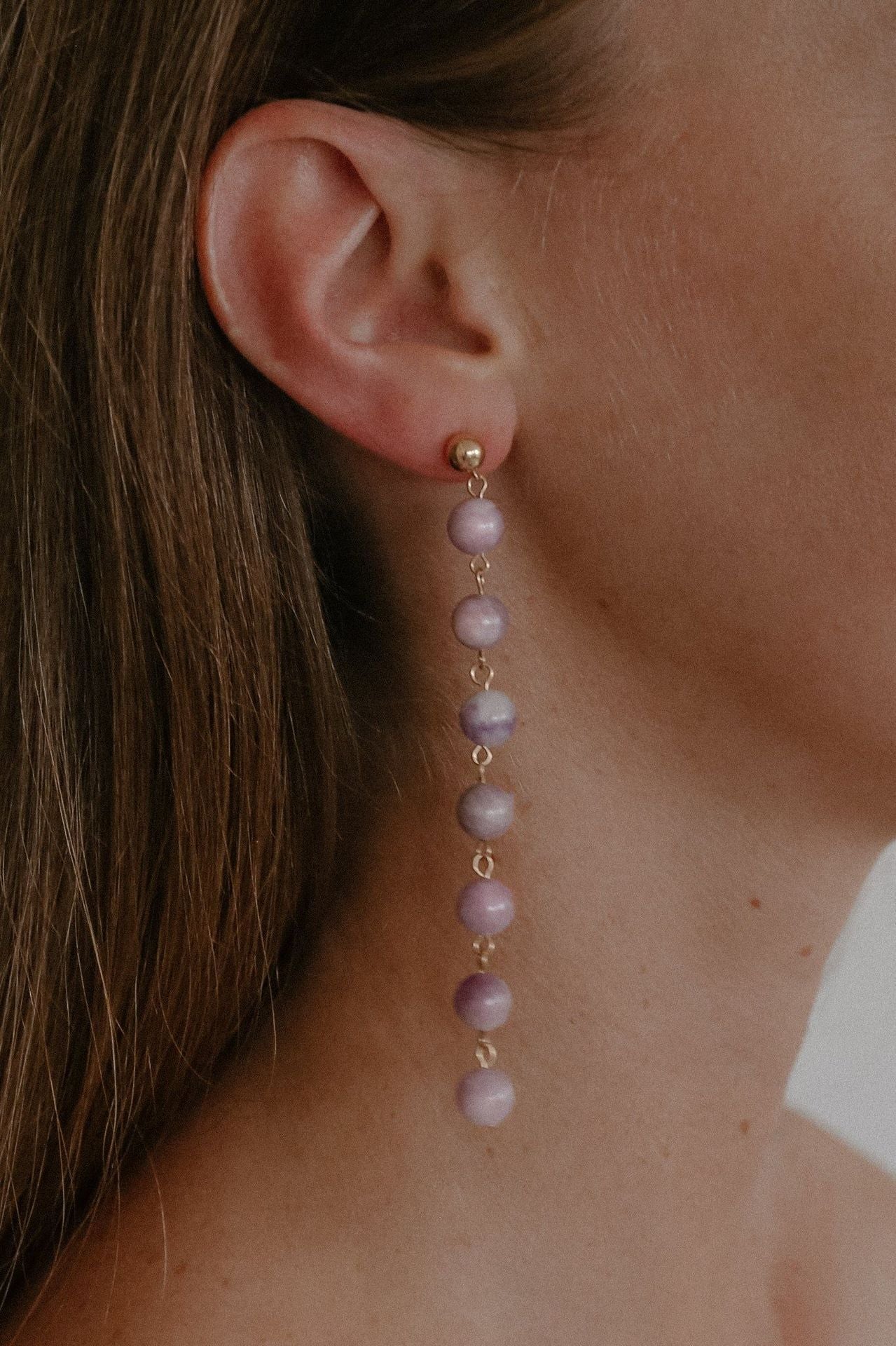 Lavender Purple Ball Clavicle Chain Women - A Pair Of Earrings / Free Size - electronic accessories