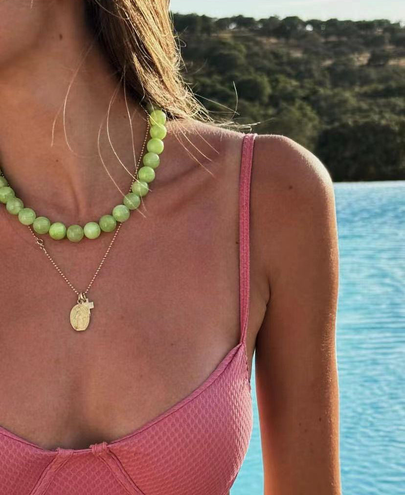 Lavender Purple Ball Clavicle Chain Women - Green 40or5CM Necklace NB10 / Free Size - electronic accessories