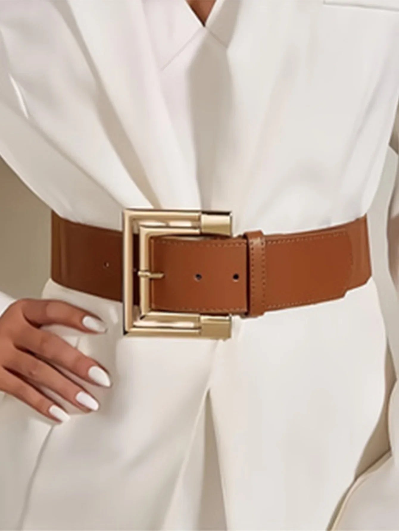 Leather Belt for Women - camel / 85cm