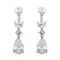 Leaves Zircon Water Drop Earrings Women - White Gold Plated - electronic accessories