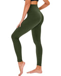 Leggings - Cropped High-waisted Solid Color Army Green - Other