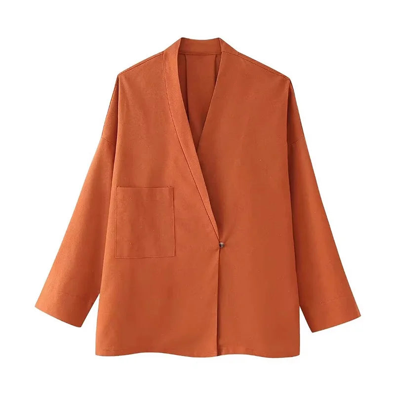 Lien V-neck Shirt Loose Pant Lady’s Set - tops / S