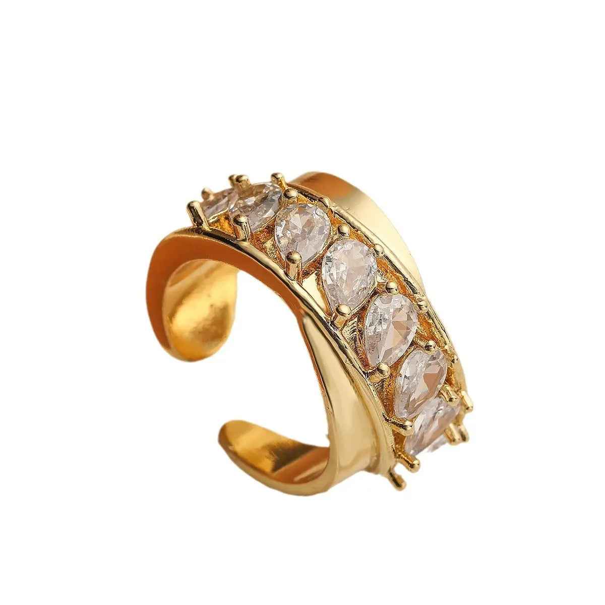 Light Luxury Zircon Geometric Open Ring - Norellé