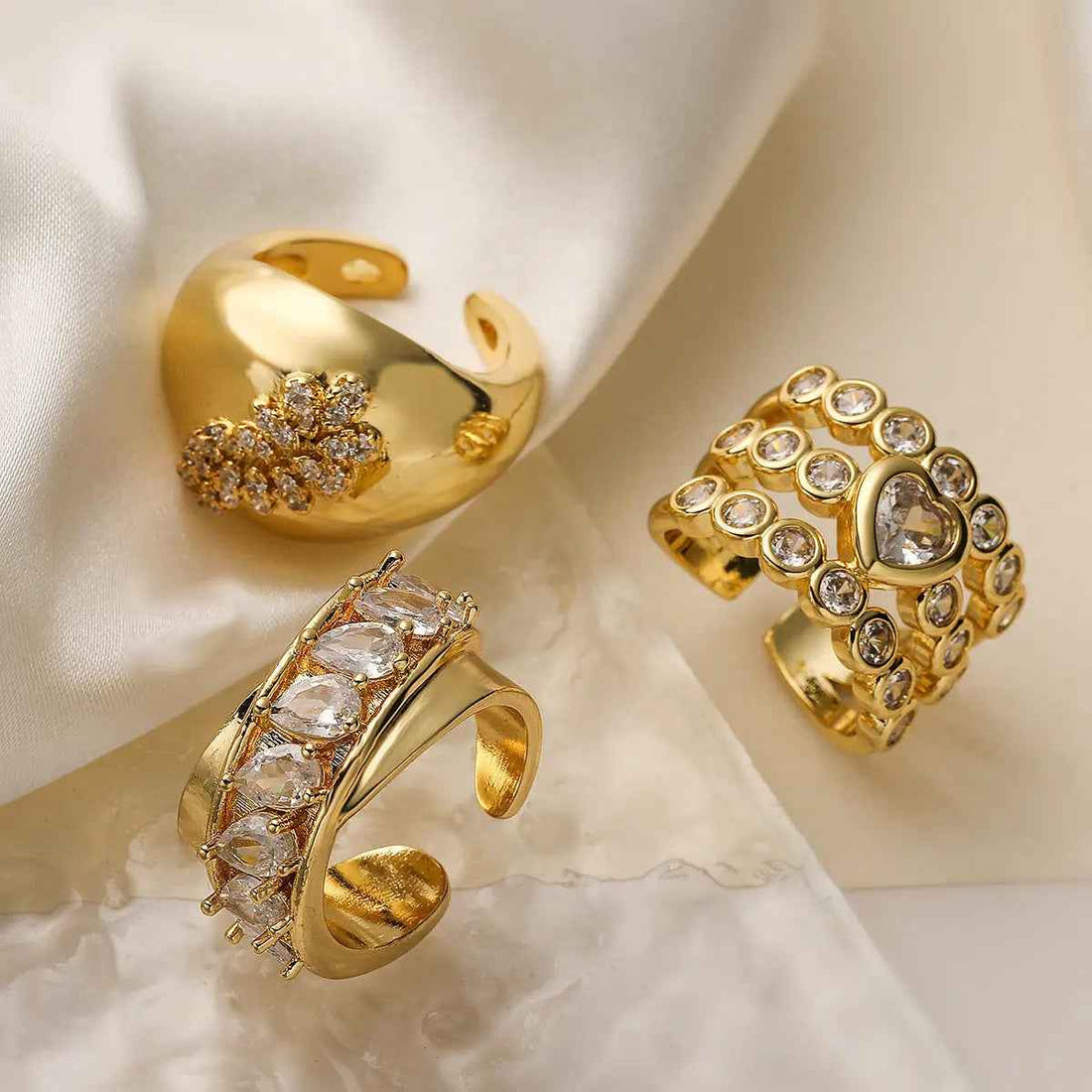 Light Luxury Zircon Geometric Open Ring - Norellé