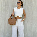 Linad Street Chic White Wide Leg Pants Women