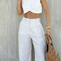 Linad Street Chic White Wide Leg Pants Women