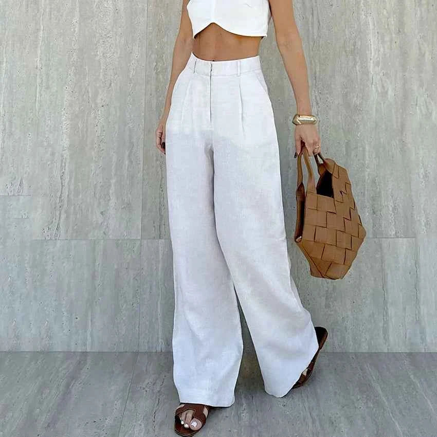 Linad Street Chic White Wide Leg Pants Women