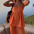 Linen Cotton Orange Women’s Set 2 Pcs Pants
