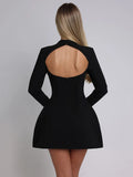 Long Sleeve Backless Mini Dress For Women Autumn Winter - Other