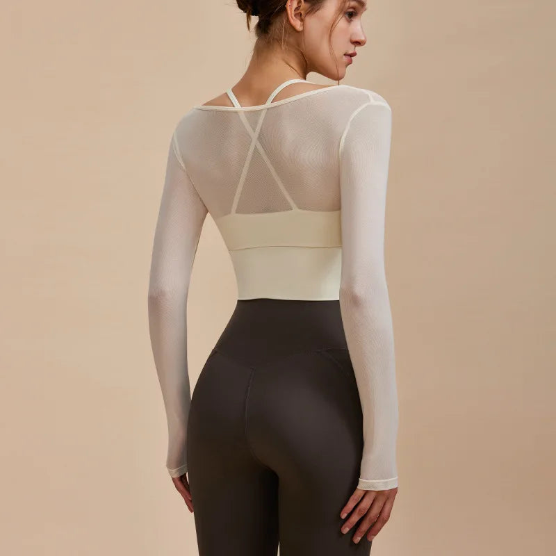 Long Sleeve Sports Shirts Women - Khaki / M