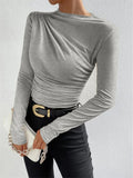 Long Sleeve T Shirts Ladies Top - Light-grey / XXL