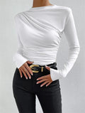 Long Sleeve T Shirts Ladies Top - White / XXL