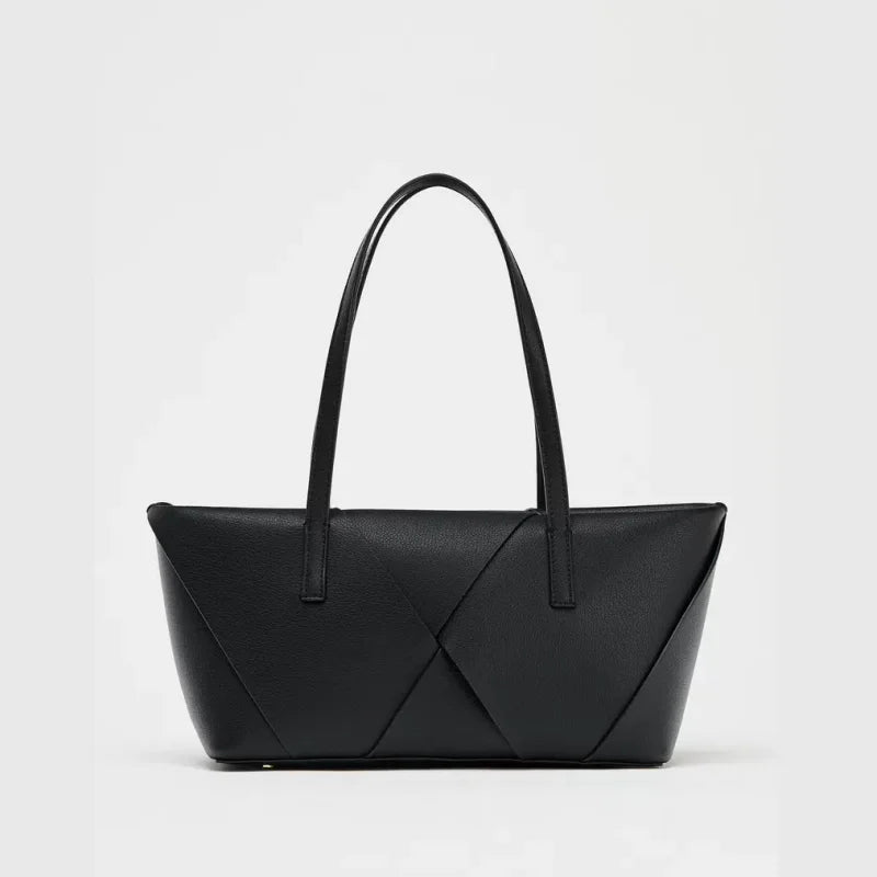 Long Woven Shopper Bag - black