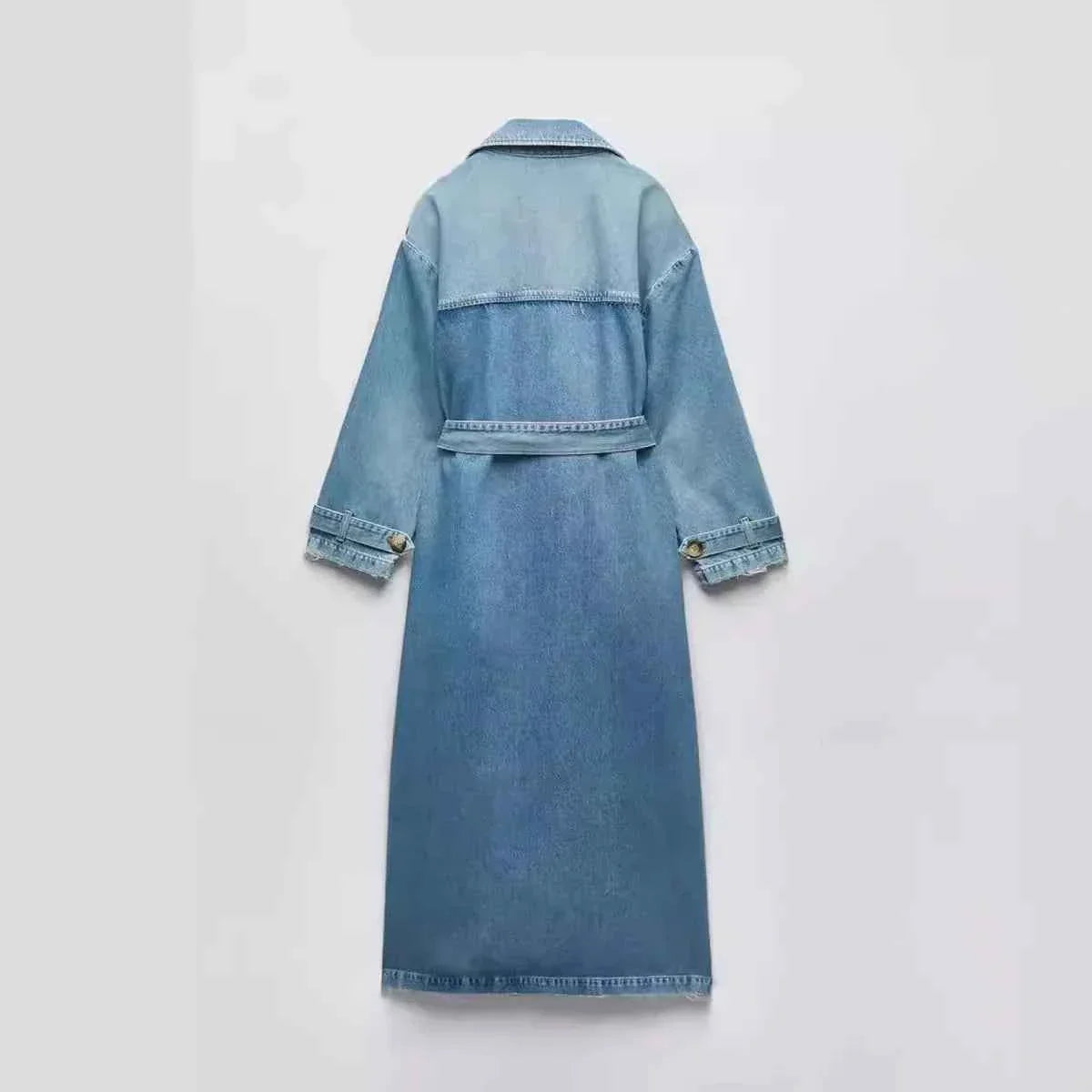 Loose Double-Breasted Denim Style Coat