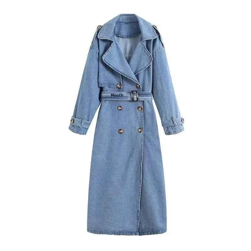Loose Double-Breasted Denim Style Coat