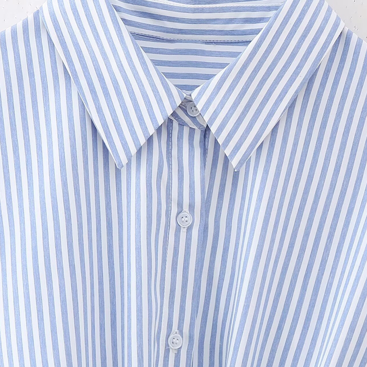 Loose Striped Lace-up Multi-color Long Sleeve Shirt - Other