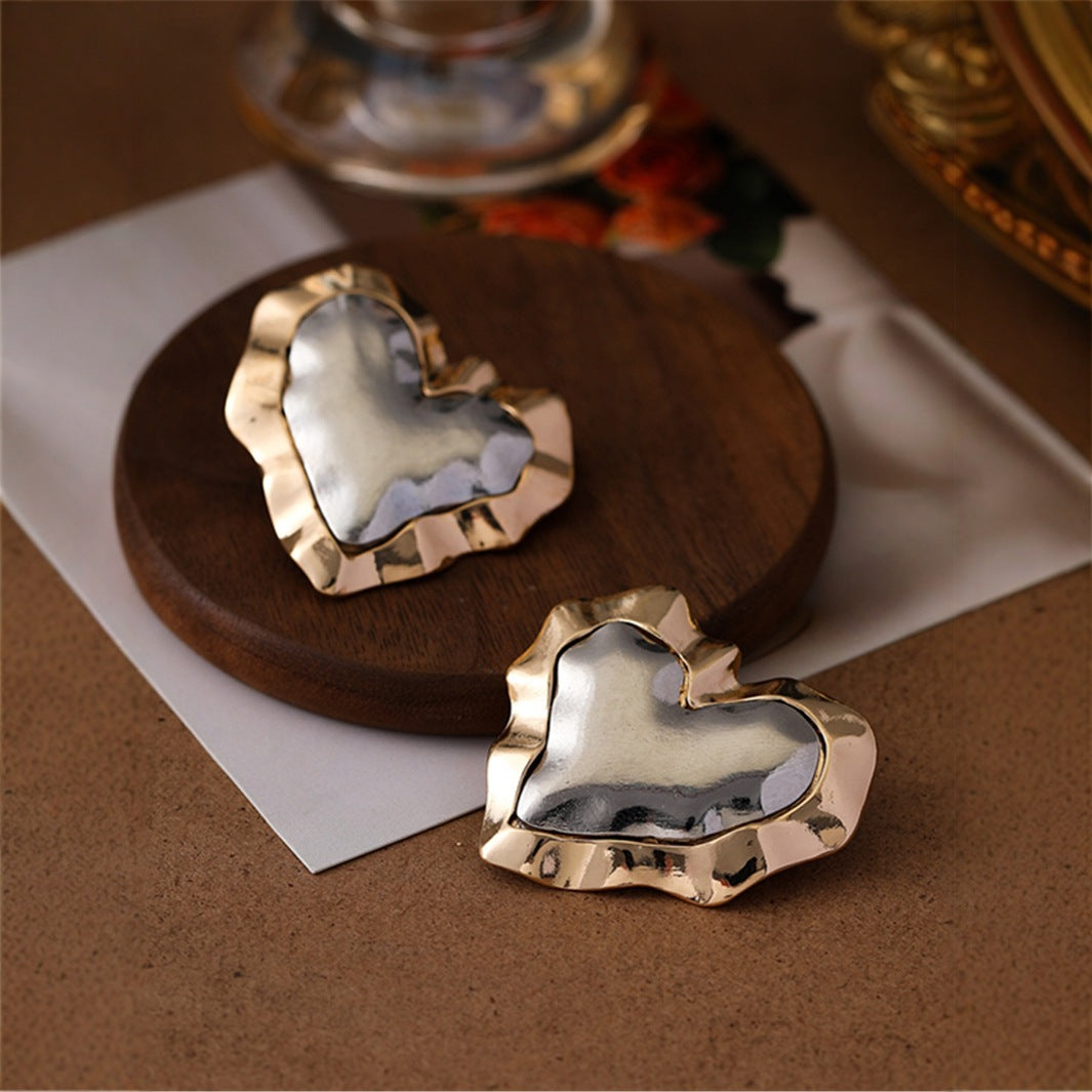 Love Color-block Ear Stud - Gold - electronic accessories