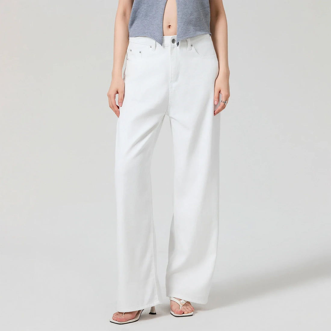 Low Waist Zipper Button Closure Bow Loose Trousers Women