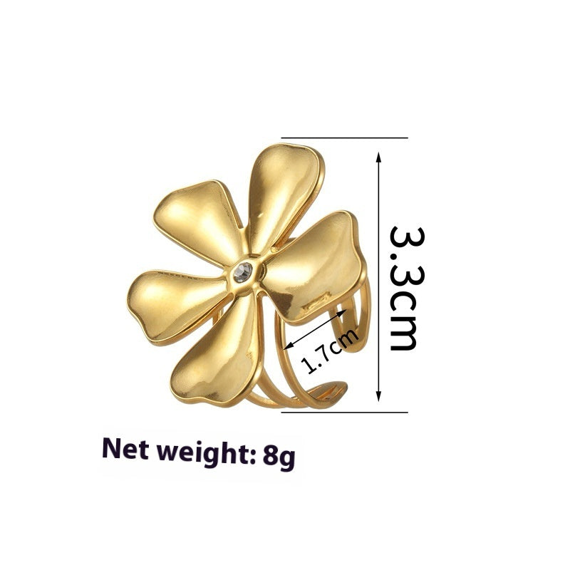 Lucky Parthenocissus Grass Open Ring Special-interest Design - Gold - electronic accessories