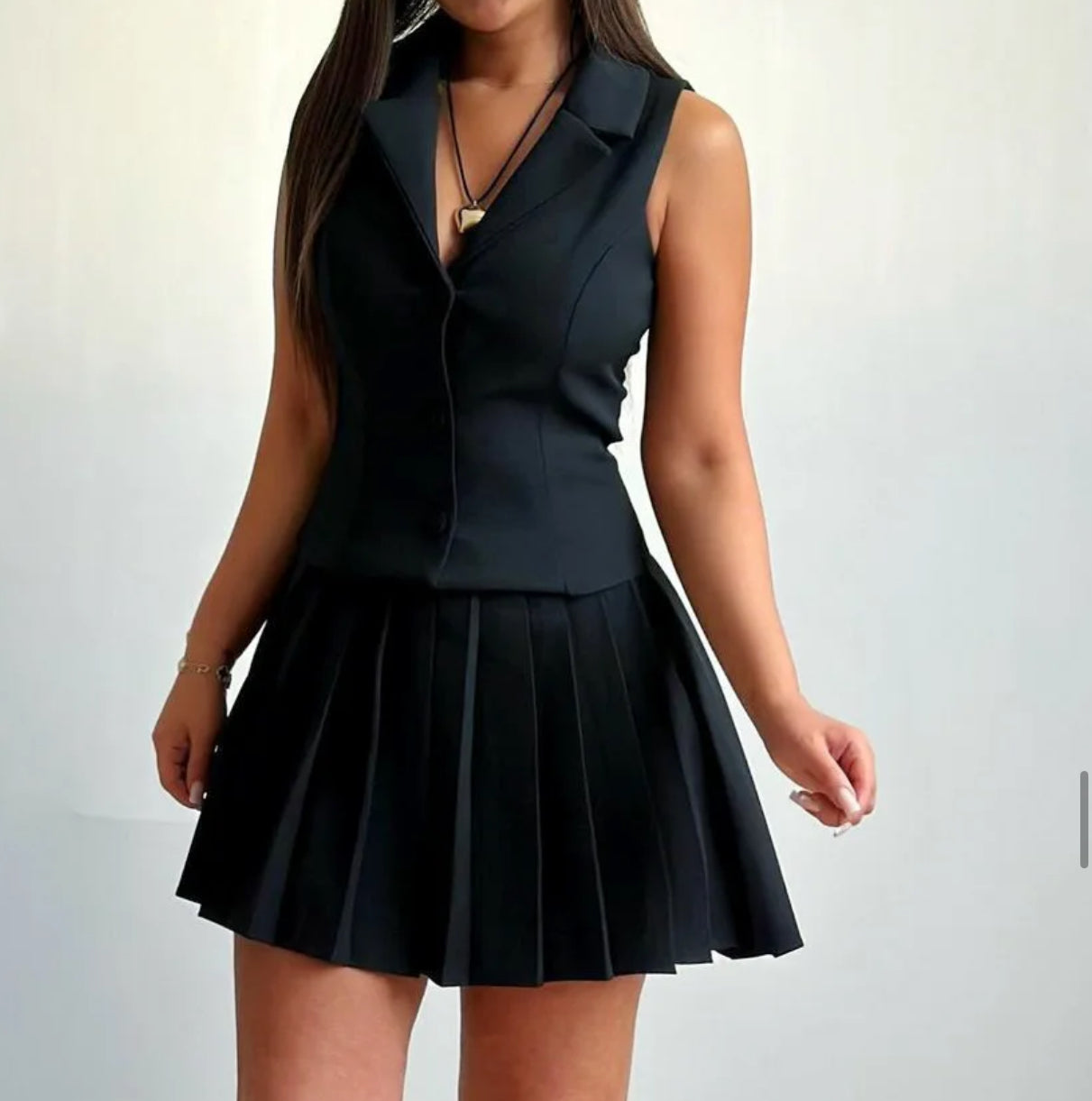 Matching Sets Vest Single Breasted Solid Dress