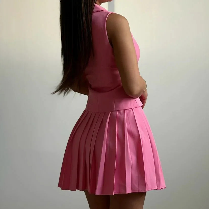 Matching Sets Vest Single Breasted Solid Dress