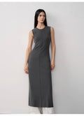 Merino Wool Extra Long Sleeveless Knit Dress - Women’s Fashion - Clothing