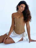 Mesh Backless Vest Strapless Solid Slim Top Women’s