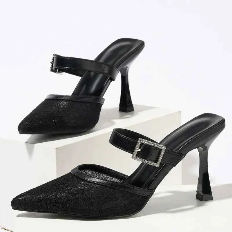Mesh Breathable High Heels Ladies Pointed Toe Sandals