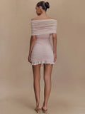 Mesh Strapless Off-shoulder Ruffled Mini Dress For Women