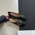 Metal Belt Buckle French Pointed Flat Bottom Pumps - Black / 35 - Dress Shirts