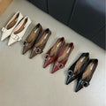 Metal Belt Buckle French Pointed Flat Bottom Pumps - Dress Shirts