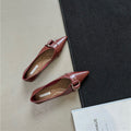 Metal Belt Buckle French Pointed Flat Bottom Pumps - Red / 35 - Dress Shirts