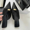 Metal Buckle Fashion Pointed Toe Mules