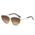 Metal Cat Eye Sunglasses Women - gold brown / show as picture