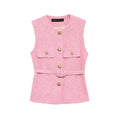 Metal Clasp With Belt Punk Texture Crew Neck Vest - electronic accessories