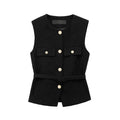 Metal Clasp With Belt Punk Texture Crew Neck Vest - electronic accessories